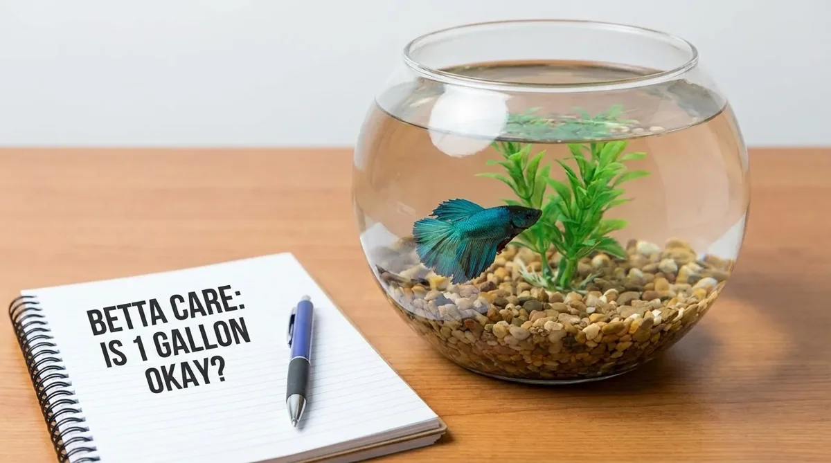 Teal betta fish in a bowl with gravel substrate and a plant, illustrating the best substrate for a betta tank.