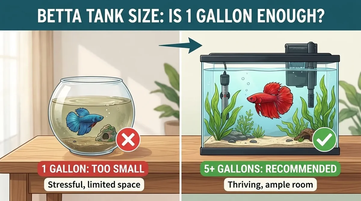 Betta tank size comparison; cramped tanks cause stress and betta glass surfing